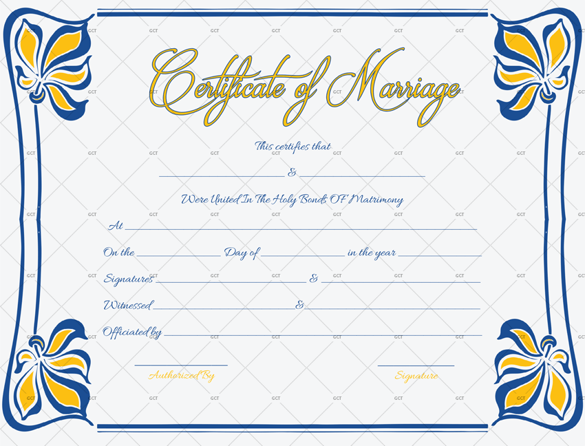 Flowers design marriage certificate template blank for Word