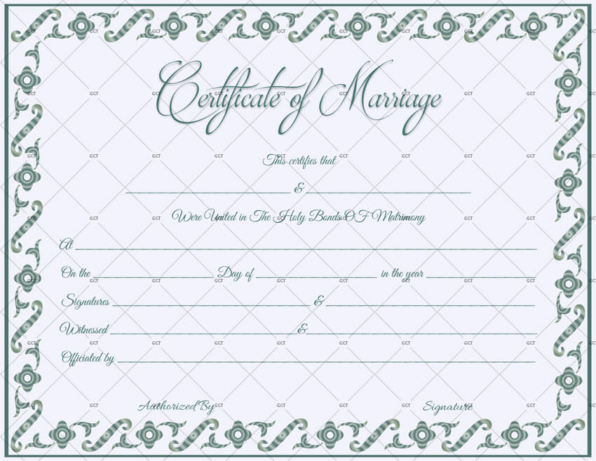 Fill able Marriage Certificate Template Microsoft Word