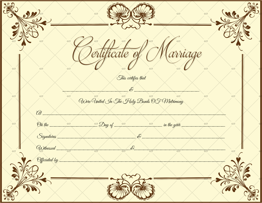 French Marriage Certificate Template for Word