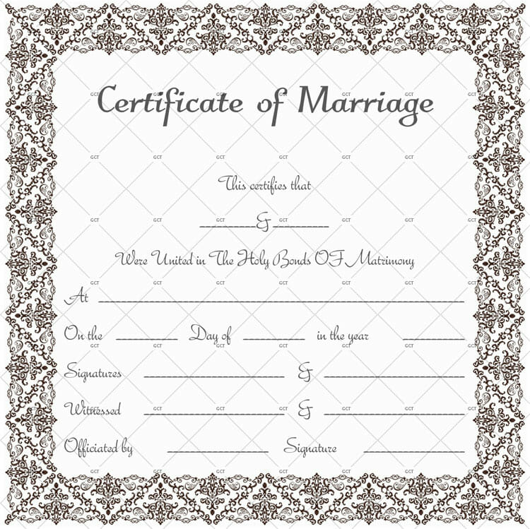 Marriage License Template (Photo Frame Size)
