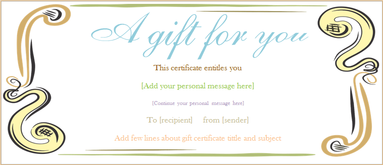 A Gift For You Gift Certificate Template