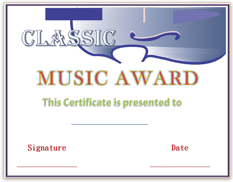 First string Music Award Certificate Template