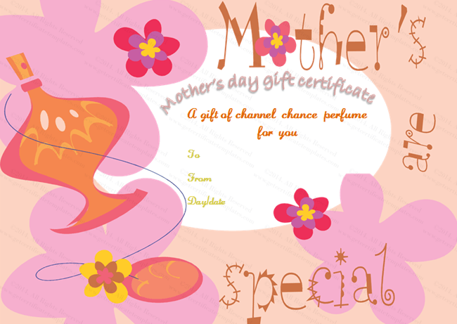 Five Petals Mother's Day Gift Certificate Template