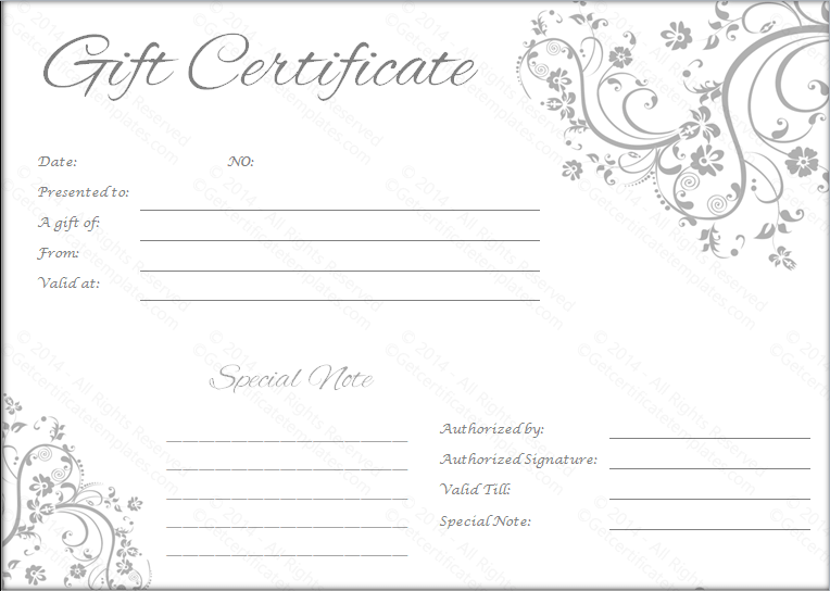 Delicate Swirls Gift Certificate Template
