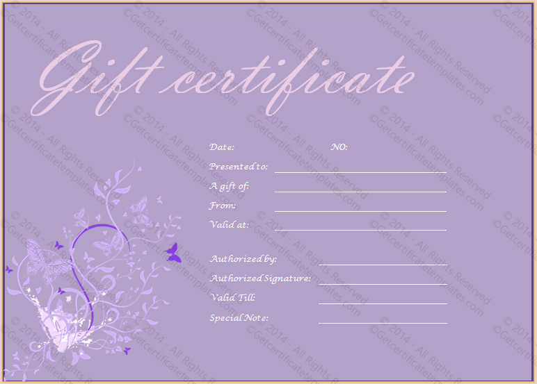 Purple Paper Gift Certificate Template