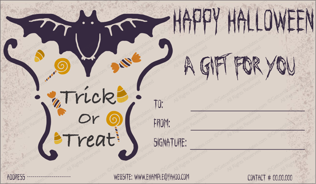 Free Blank Halloween gift certificate Template