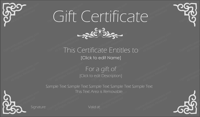 Stylish Black Gift Certificate Design