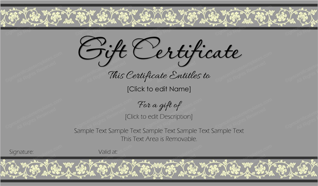 Beauty In Gray Gift Certificate Template For Word