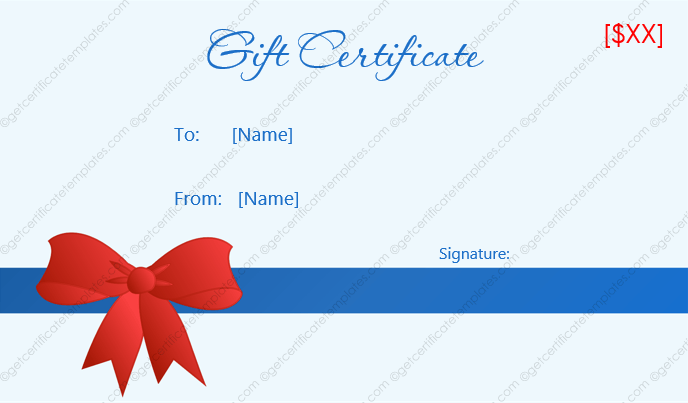 Gift certificate template with ribbon