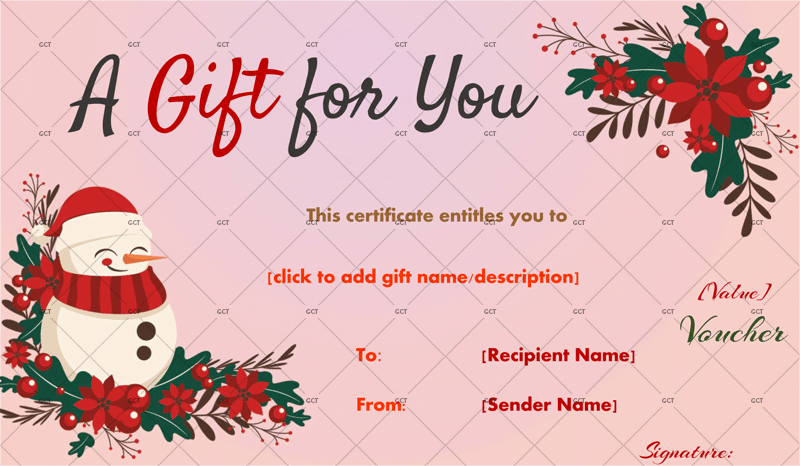 Christmas Gift Certificate - Smiling Snowman