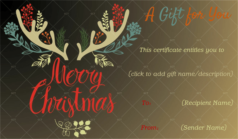 Christmas Gift Certificate (Soft Brown Background)