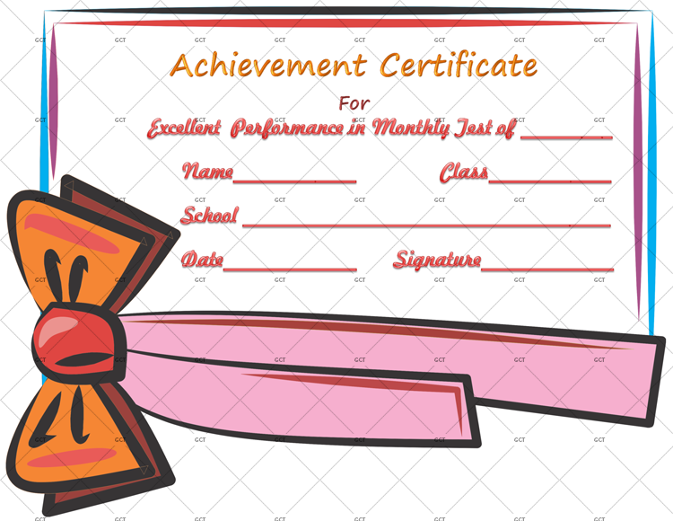 Achievement Certificate Template (For Passing Test)