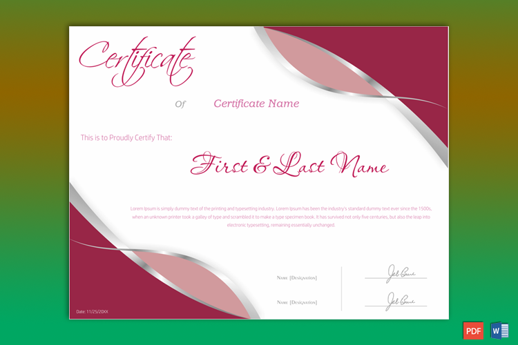 Format Award Certificate Editable