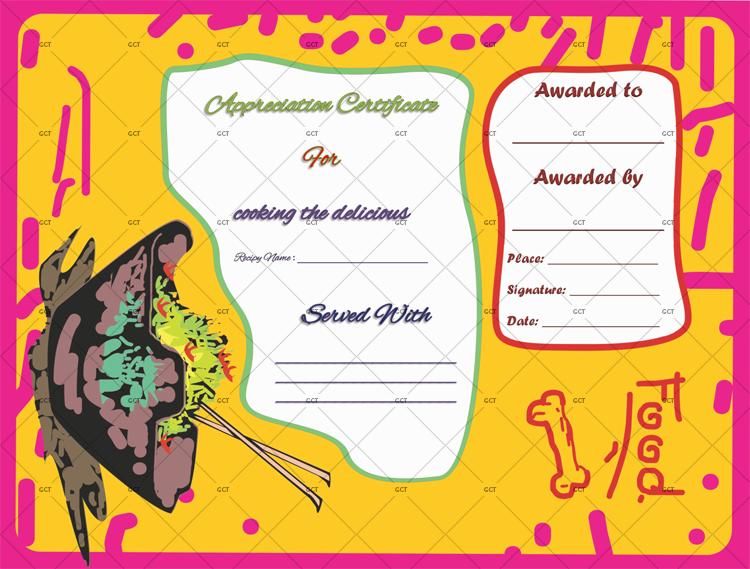 Award Certificate for Best Cooking Word
