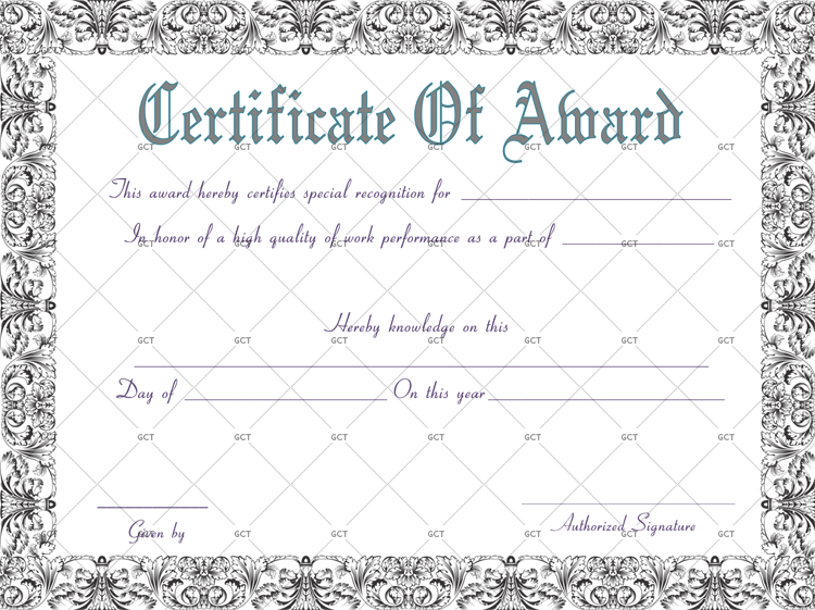 Performance Award Certificate Sample