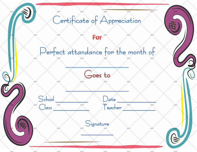 Award Certificate for Regular Attendance