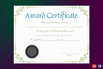 Formal Award Certificate Sample
