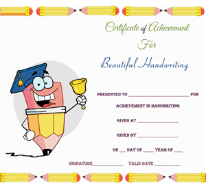 Beautiful Handwriting Award Certificate Template