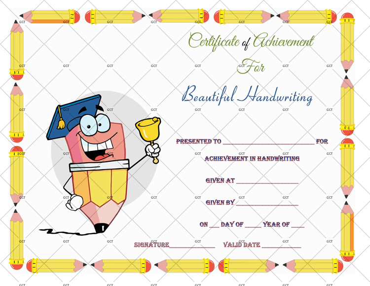 Beautiful Handwriting Award Certificate Template Word