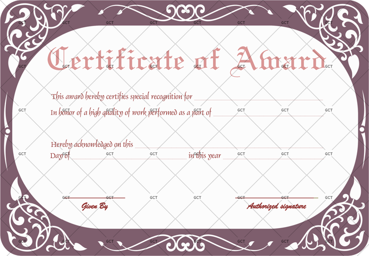 Editable Performance Award Certificate