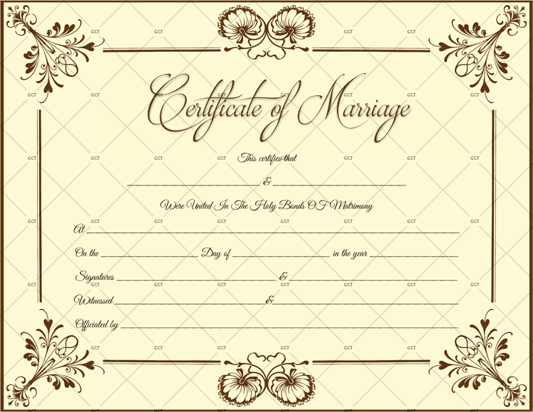 Blooming Flowers Marriage Certificate