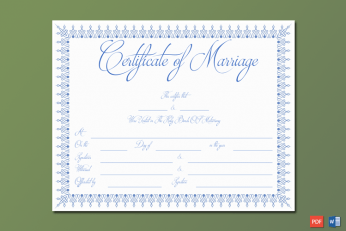 Blue Bells Marriage Certificate Template Word