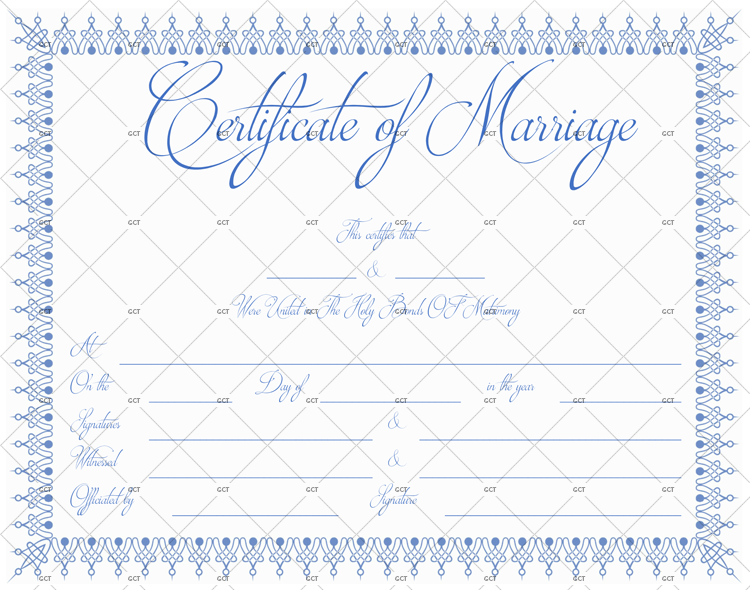 Blue Bells Marriage Certificate Template Word