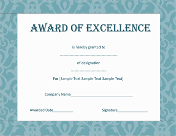 Blue Floral Award of Excellence Template