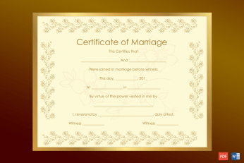 Bronze Certificate of Marriage Template Word