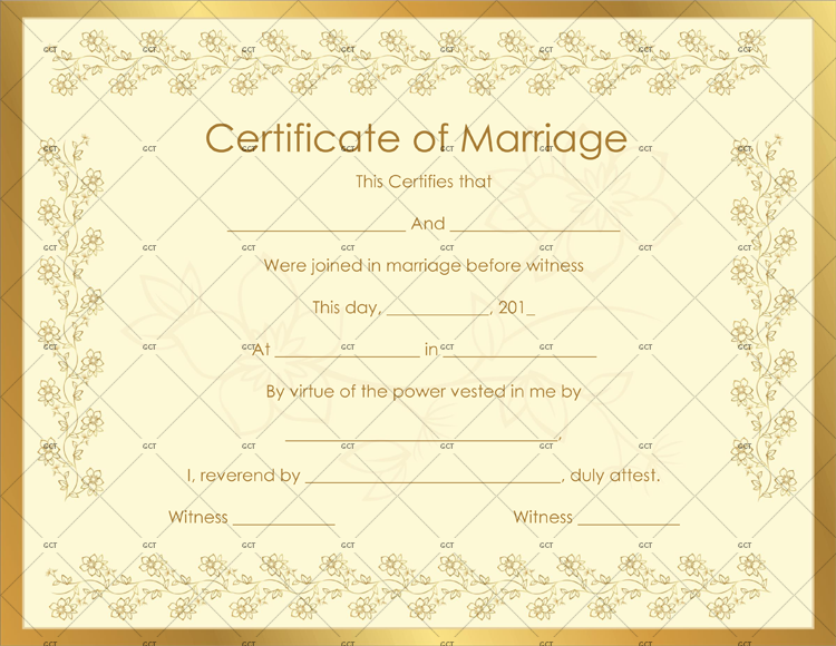 Bronze Certificate of Marriage Template