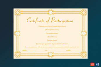 Sample of Participation Certificate