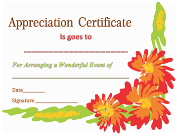 Certificate of Appreciation Template for Event Organizer