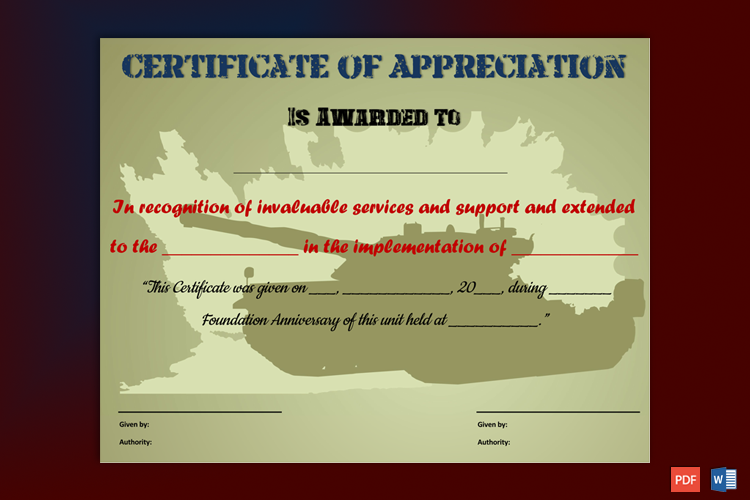 appreciation certificate printable