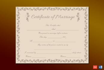 Choco Branches Themed Marriage Certificate Template Word