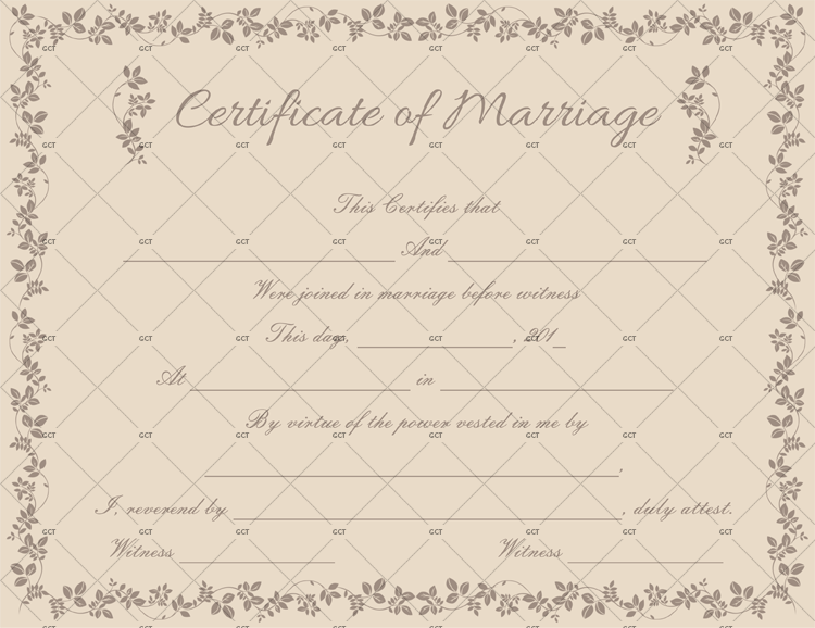 Choco Branches Themed Marriage Certificate Template