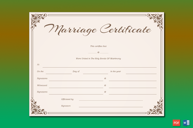 Chocolate Border Marriage Certificate Template Word