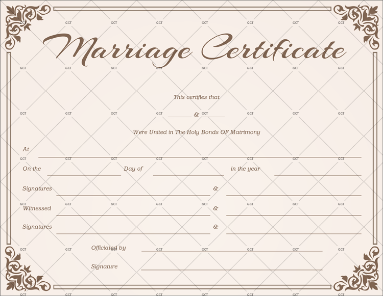 Chocolate Border Marriage Certificate Template