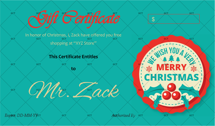 Gift Certificate Template Pages