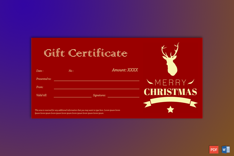 Sample of Christmas Gift Certificate