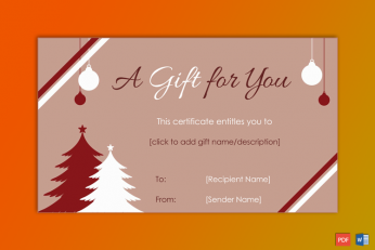 Christmas Gift Certificate Sample
