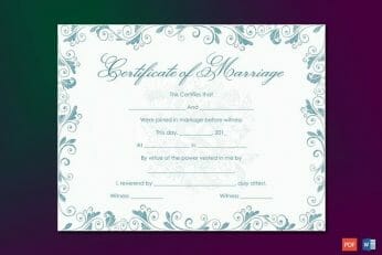 Classic Bluish Marriage Certificate Template Word