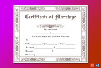 Classic Marriage Certificate Template Word