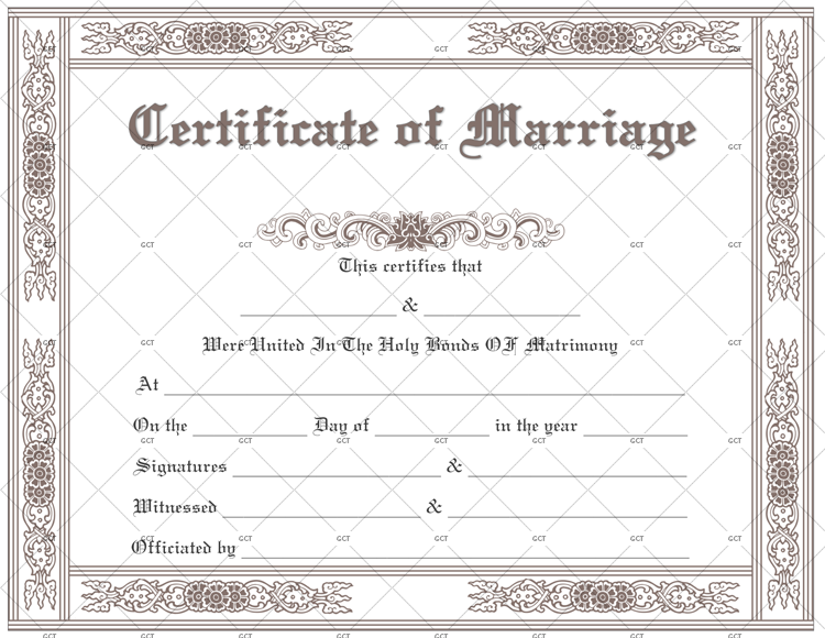 Classic Marriage Certificate Template - GCT