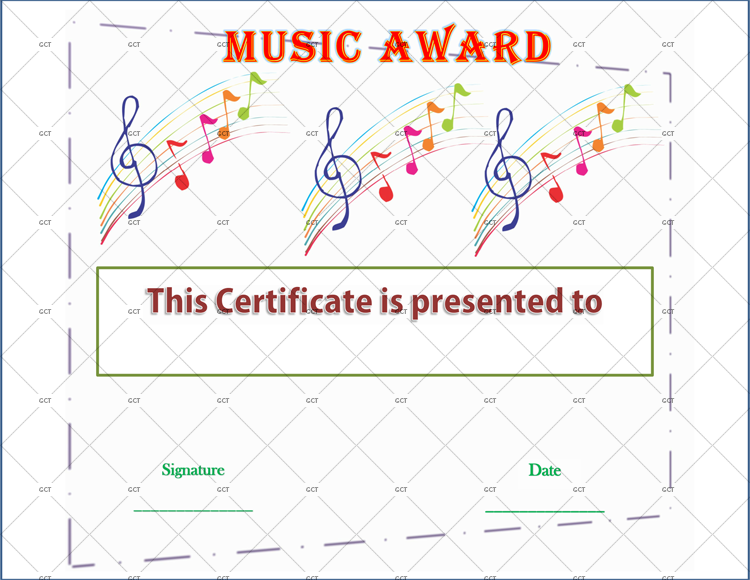 Clef Cachet Music Award Certificate Template Word