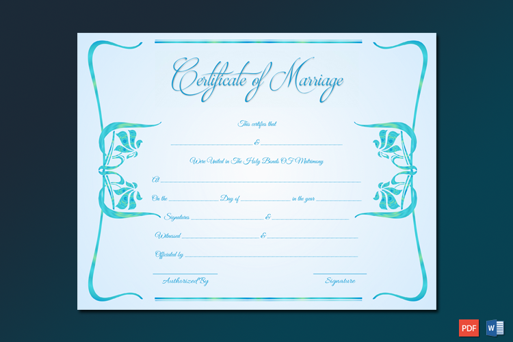 Contemporary Marriage Certificate Word