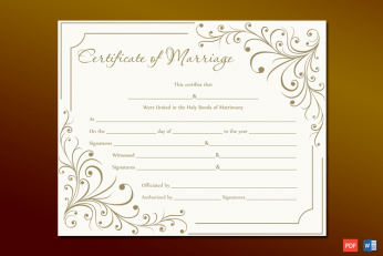 Creamy Gray Marriage Certificate Template Word