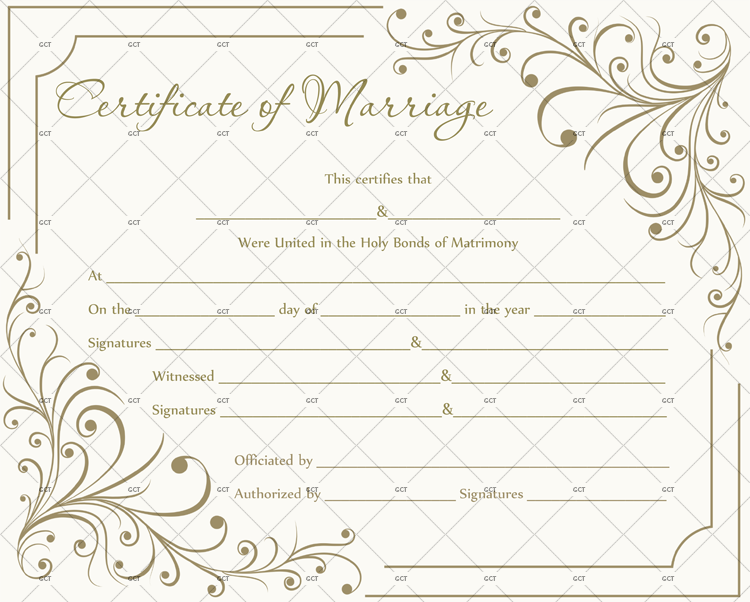 Creamy Gray Marriage Certificate Template