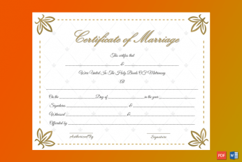 Dazzling Flowers Marriage Certificate Template Word
