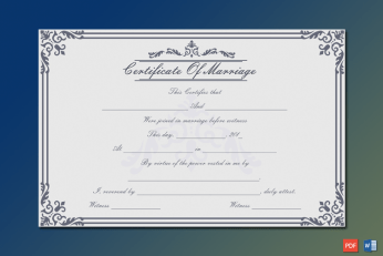 Dignified Marriage Certificate Template Word