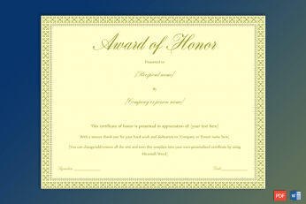 Award of Honor free Download